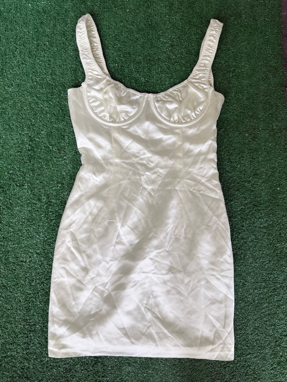 Atoir White Satin-Style Shaping Slip Dress